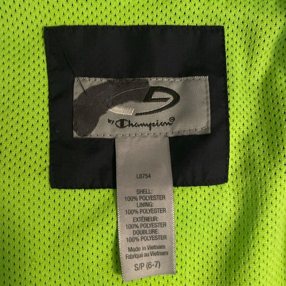 Champion Venture Dry Rain Jacket Hood Blue Black Neon Green Small (6/7) - Picture 5 of 5
